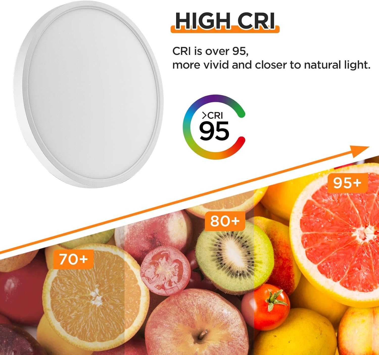 TALOYA Flush Mount 12 Inch Ceiling Light (Milk White Shell), 20W Surface Mount LED Light Fixture for Bedroom Kitchen,5 Color Temperatures in One,0.94 Inch Thickness Round - Image 4