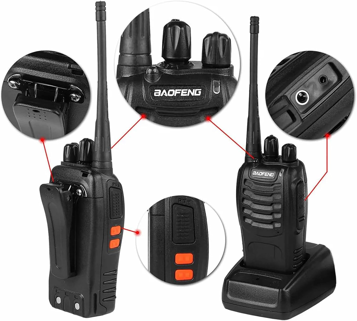 BAOFENG BF-888S Walkie Talkies for Adults Rechargeable Long Range 16 Channel Professional Walky Talky and Security Headphones Flashlight Li-ion Battery and Charger (10 Pack) - Image 4