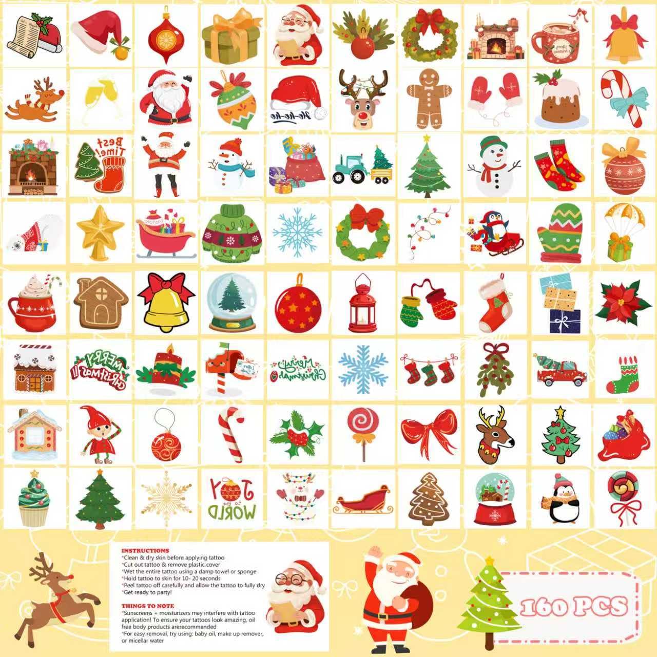 Stocking Stuffers - 160 PCS Christmas Tattoos for Boys Girls | Kids Christmas Gifts Games Crafts Party Favors Decorations for Grandkids- Christmas Sweaters Dress Shirts Outfit for Women Adults - Image 3