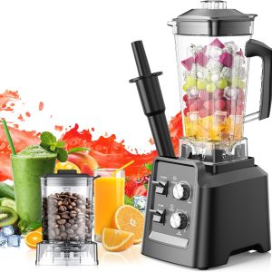 Blender for Smoothies - Blenders for Kitchen with 68Oz. Pitcher & 20Oz. Grinder, Smoothie Blender for Ice Crushing, Frozen Fruit, 28000 RPM, Black