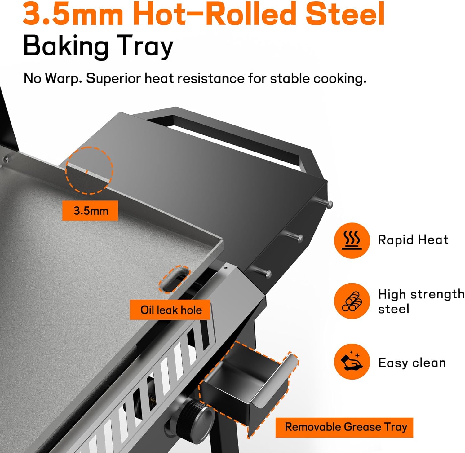 Veralune 3 Burner Propane Stove & Griddle with Ignition & Regulator, 225,000 BTU Powerful Portable Gas Griddle with Storage Shelf, Portable Wheels for Backyard Cooking BBQ Frying and Boiling - Image 7