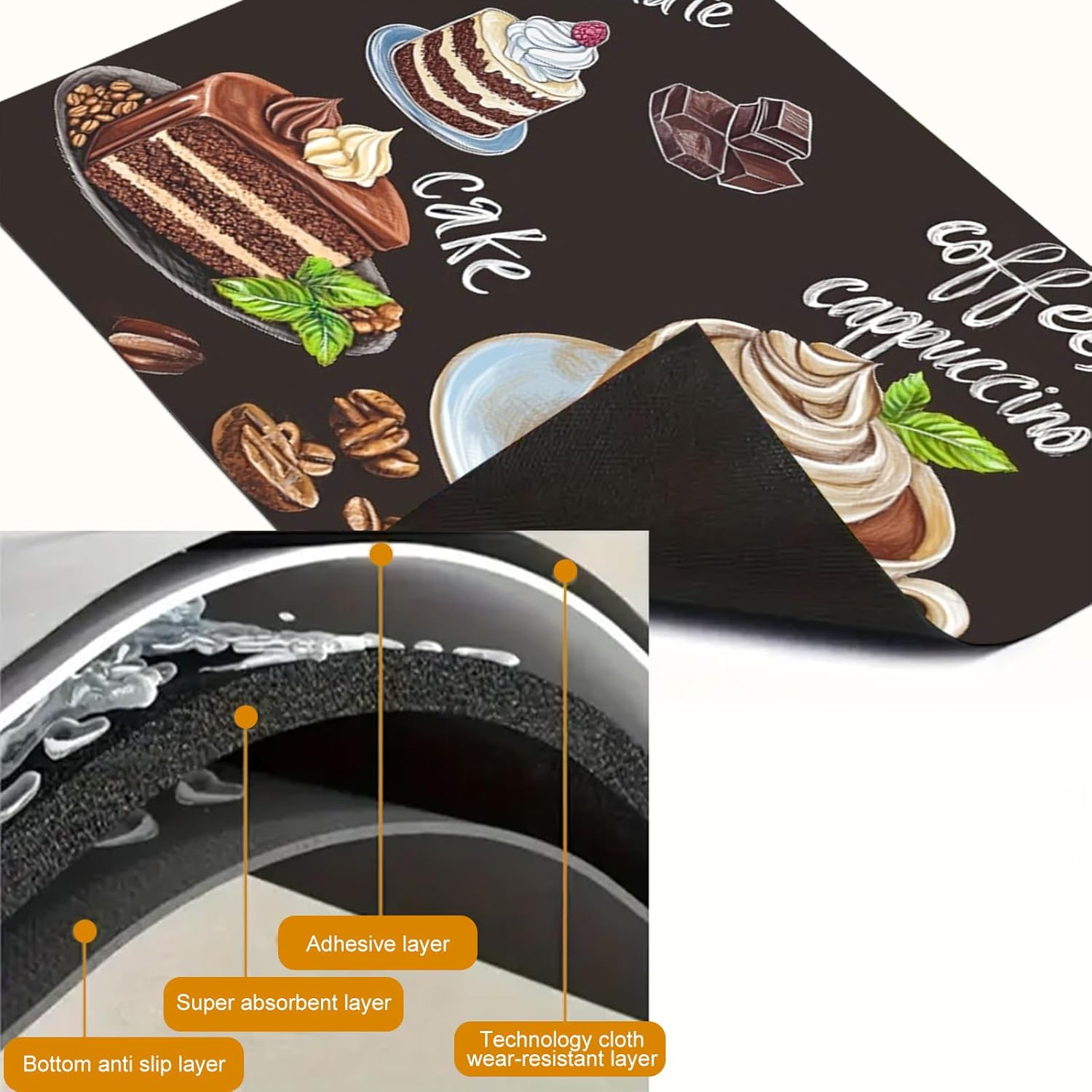 Stove Top Covers for Electric Stove 28x20 Inch Countertop Protector Glass Top Stove Cover Heat Resistant RV Range Covers Dish Drying Mat Coffee Chocolate Cake Design - Image 5