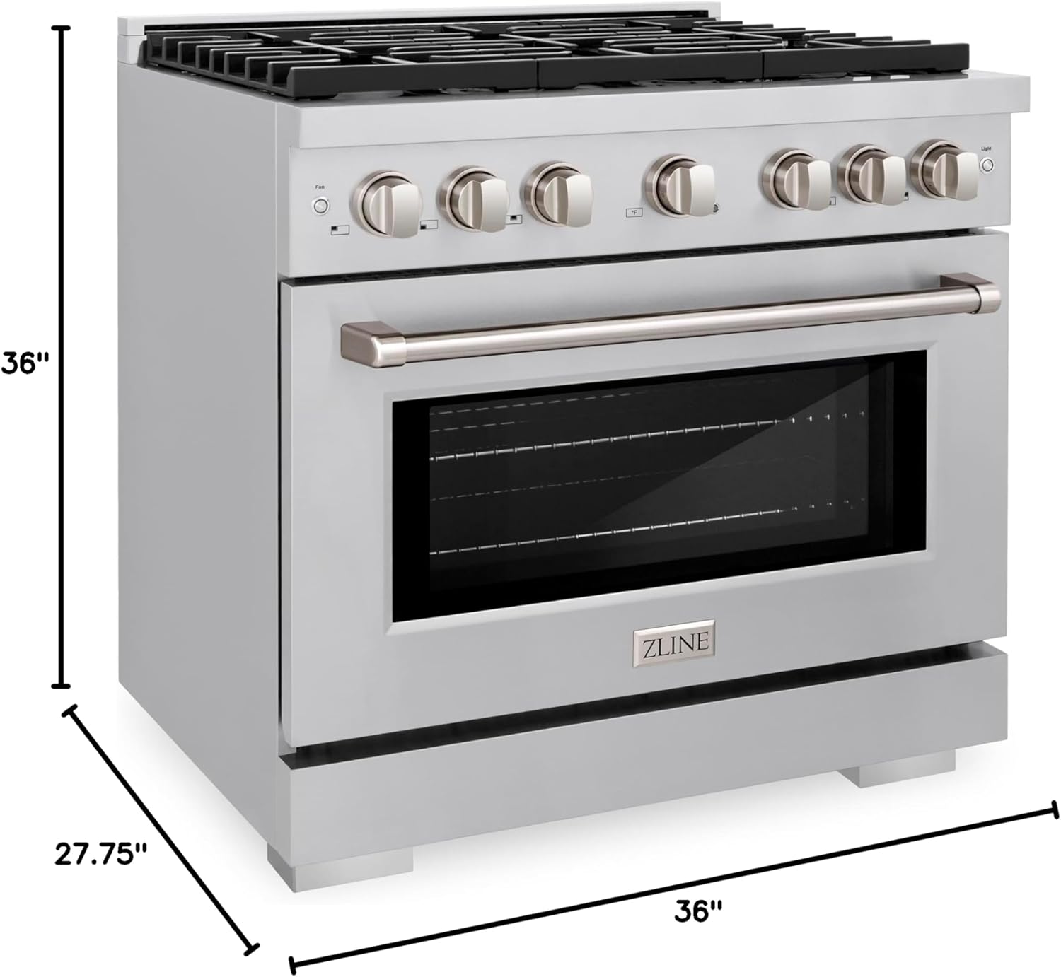 ZLINE 36 in. 5.2 cu. ft. Gas Range with Convection Gas Oven in Stainless Steel with 6 Brass Burners (SGR-BR-36) - Image 10