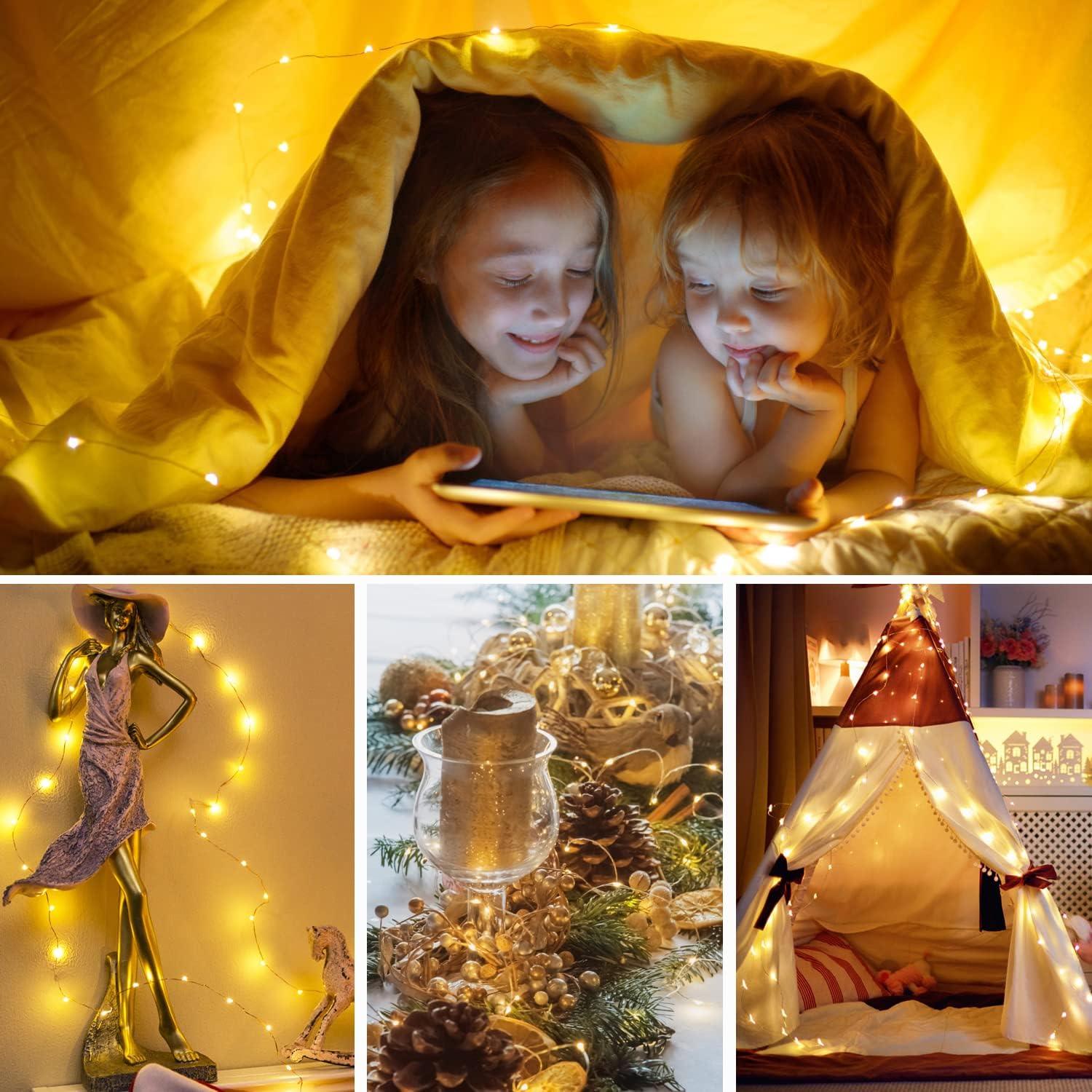 5 Pack Fairy Lights Battery Operated, 7 Feet 20 Led String Lights with Timer, Waterproof Firefly Lights on Silver Wire for Home Party Wedding Christmas Decorations, 6 Hours on/18 Hours Off, Warm White - Image 7