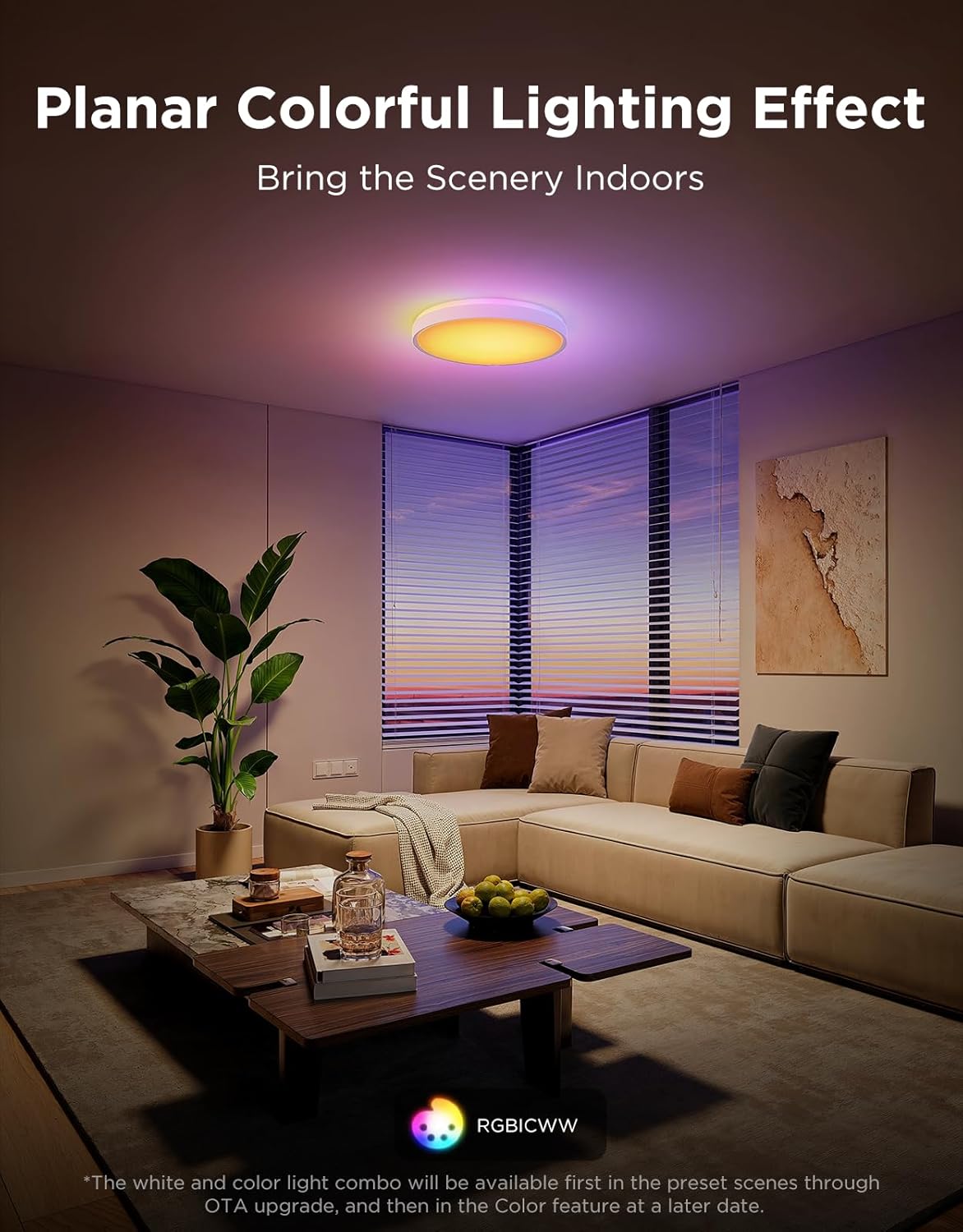 Govee Smart Ceiling Light 4300LM, RGBIC LED Ceiling Light Fixture Works with Matter, Flush Mount Light Fixture, DIY Colors, 2700K-6500K Dimmable for Bedroom, Living Room, 15 Inch, 1 Pack - Image 3