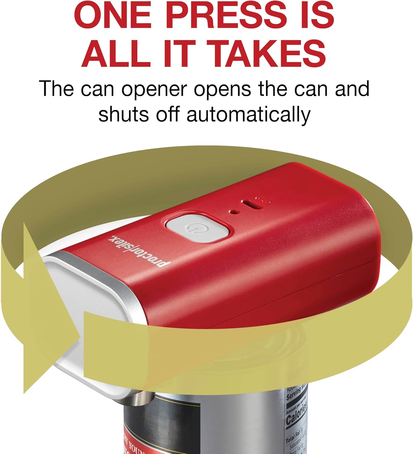 Proctor Silex Automatic Electric Can Opener, Hands Free Cordless Operation & USB Rechargeable, Self-Aligning, Cut Smooth Touch Lid Edges, Compact and Easy to Store, Red - Image 3