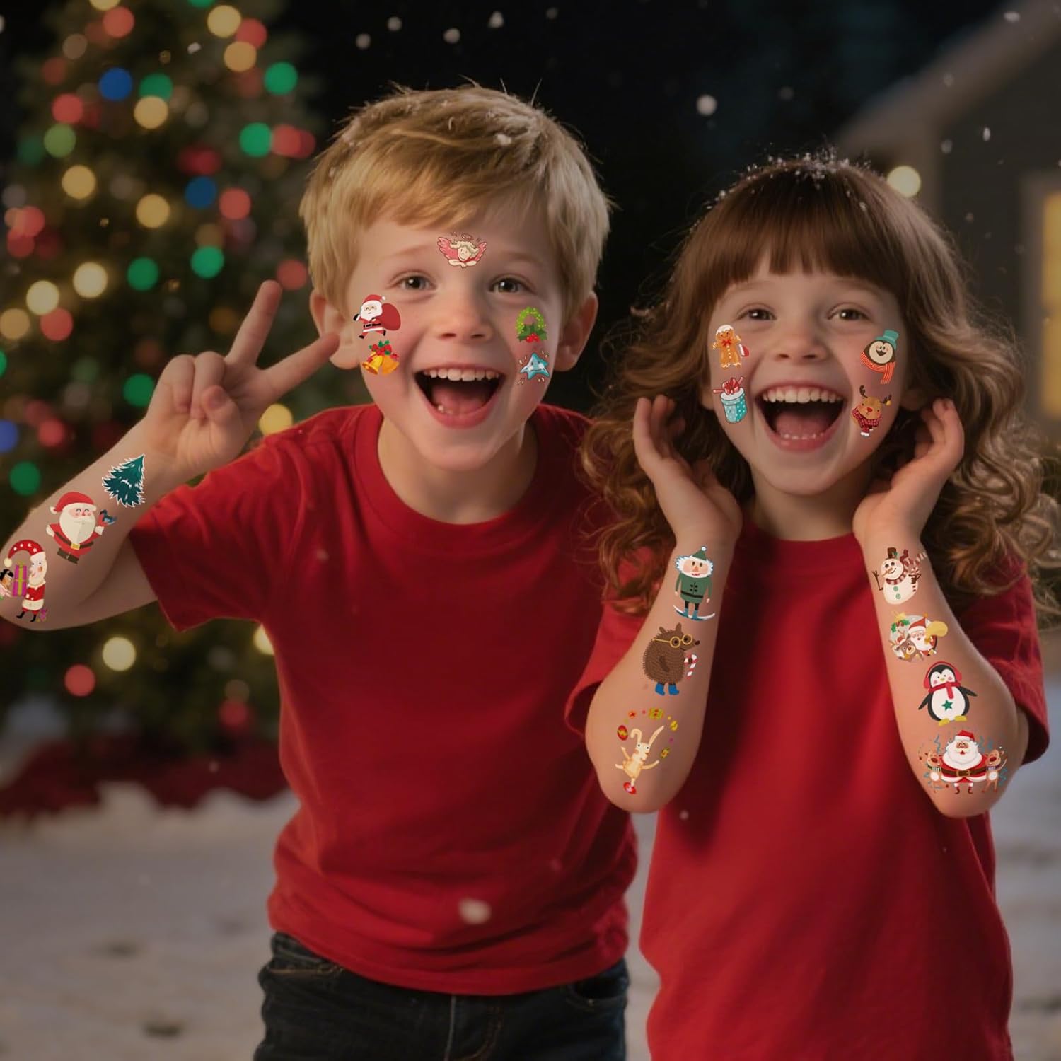 Christmas Temporary Tattoos for Kids - 20 Sheets Unique Non Repetitive Designs Christmas Stocking Stuffers for Boys and Girls,Xmas Decorations Supplies Christmas Party Favor for Kids 120+ - Image 3