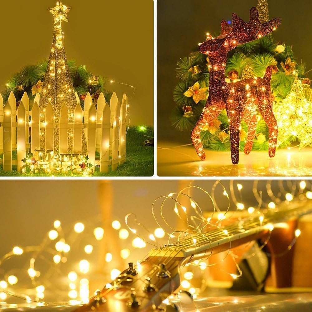 Twinkle Star 33ft 100LED Copper Wire String Lights Fairy String Lights 8 Modes USB Powered with Remote Control for Wedding Party Home Christmas Decoration, Warm White - Image 3