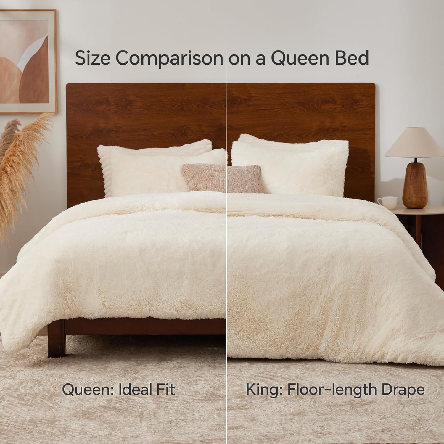 BEDELITE White Fluffy Comforter Set Queen Size, Fuzzy Faux Fur Comforter Bedding Set, Ultra Soft and Warm Winter Shaggy Bed Set (1 Comforter & 2 Pillowcases) as Gifts for Women - Image 7