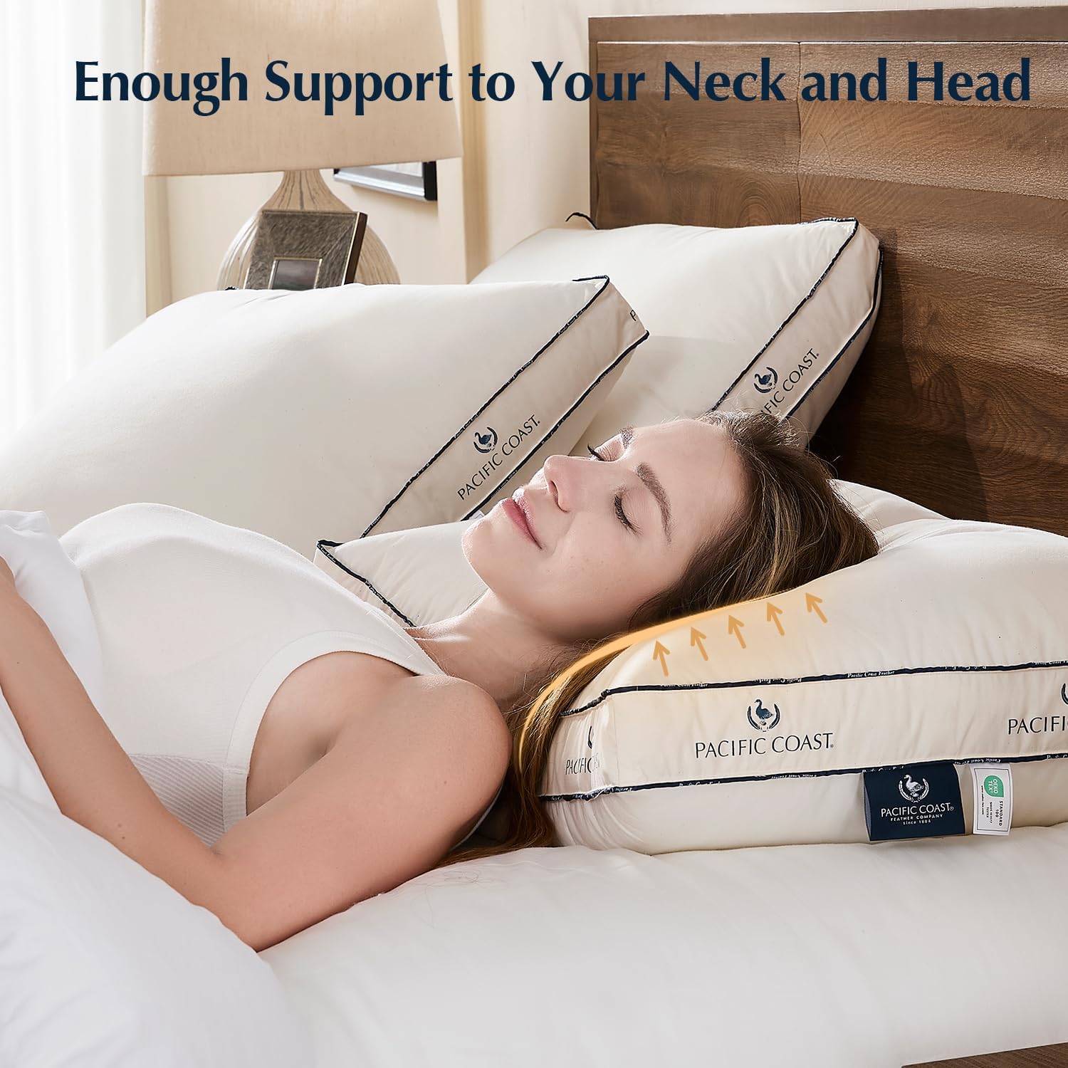 Pacific Coast Goose Feather and Down Bed Pillows for Side and Back Sleepers, King Size Set of 2, 100% Organic Cotton Cover, Firm Pillows, Gusseted Pillows of Hotel Collection - Image 4