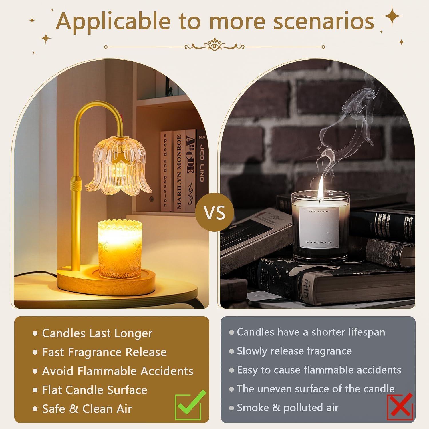 Candle Warmer Lamp Electric Timer - Candles Warming Light Height Adjustable Dimmable Warmers Flower Lamps No Flame Heat Warm Melt Wax Jar Modern Home Decor Table Lights for Home Living Bedroom - Image 5