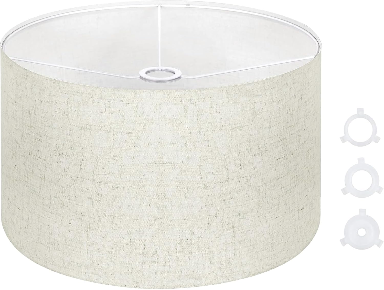 Large Drum Lamp Shades 16″ Top X 16″ Bottom X 10″ High, Seaside village Medium Lampshades Beige Lampshades Natural Linen Hand Crafted- Assembly is Required, Lnclude E26-E14-11mm- Assembly is Required