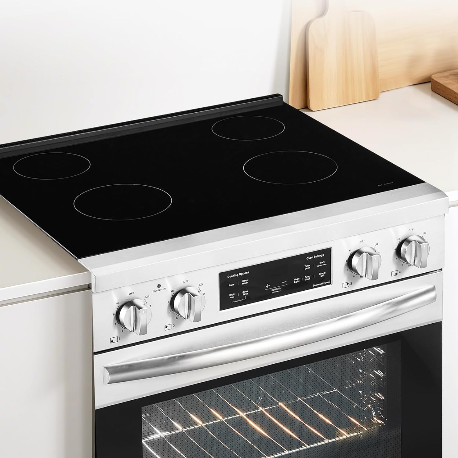 VEVOR 30in Electric Range Oven, 4.8Cu. Ft. Capacity Compact Freestanding Oven, Stainless Steel Kitchen Stove, with 4 Cooktop Burners, Easy Reach Racks, Storage Drawer, Indicator Light(No Power Cord) - Image 8