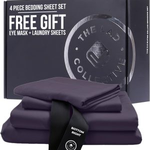 THE LAD COLLECTIVE 3.0 King Bedding Set - King Bedding Sets - 4-Piece Bedset w/Fitted Sheet, Top Sheet & 2 Standard Pillowcases [Duvet Not Included] - Bamboo-Cotton - Yosemite [Charcoal]