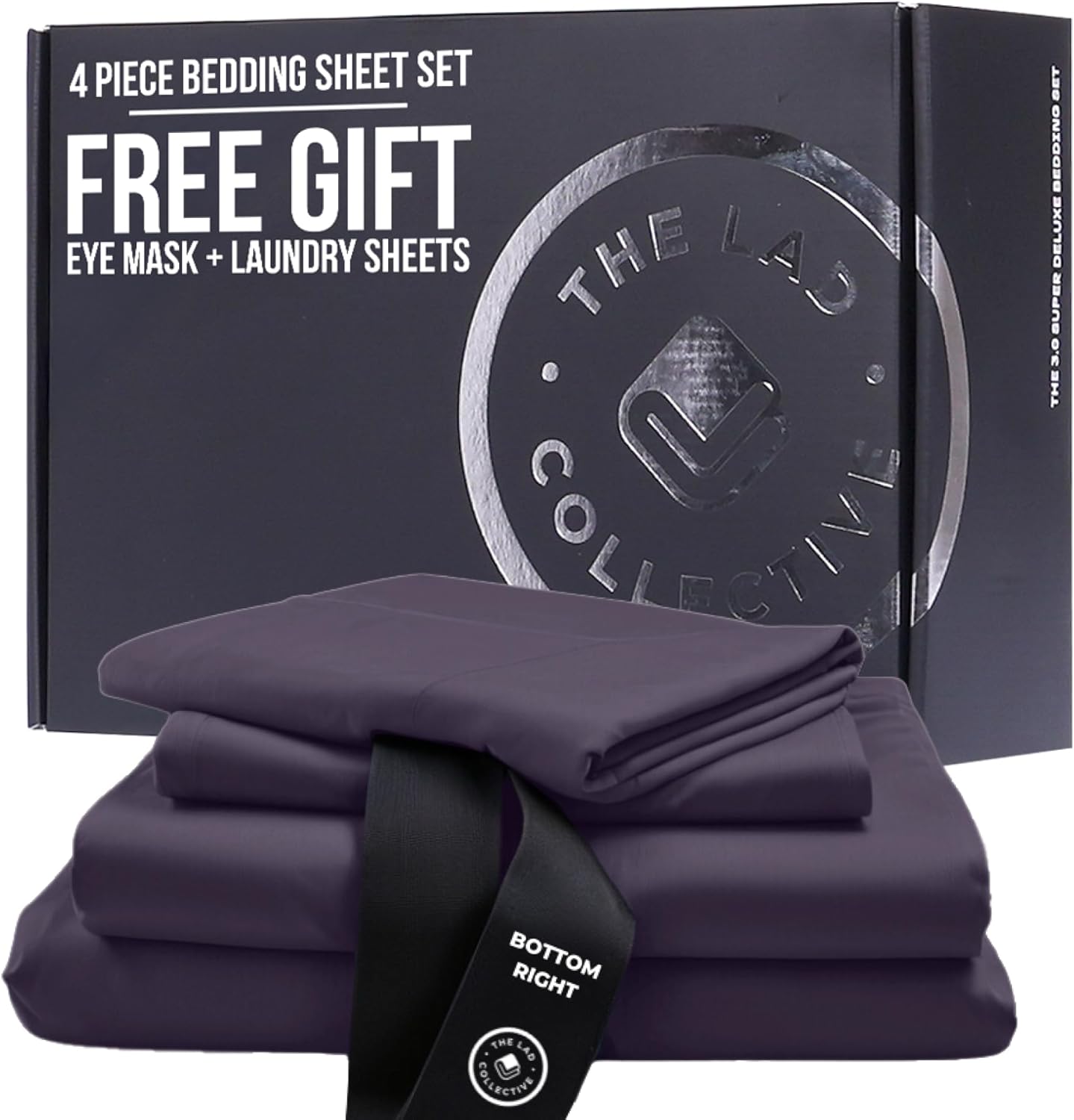 THE LAD COLLECTIVE 3.0 King Bedding Set – King Bedding Sets – 4-Piece Bedset w/Fitted Sheet, Top Sheet & 2 Standard Pillowcases [Duvet Not Included] – Bamboo-Cotton – Yosemite [Charcoal]