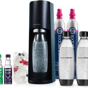 SodaStream - Terra Sparkling Water Maker | VALUE BUNDLE | CQC CO2 system | Includes 2x CO2 Cylinders, 3x 32 Fl Oz Dishwasher Safe Bottles, 2x Bubly Flavor Drops | Combine with Pepsi Flavors | Black