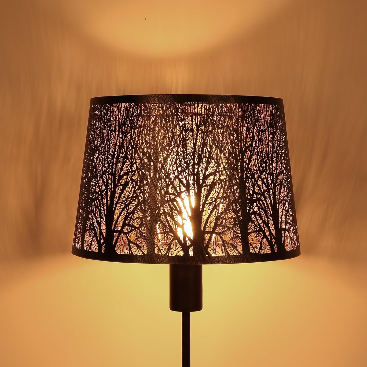 Etched Forest Metal Lampshade, ALUCSET Drum Metal Lamp Shade for Table Lamp,10" Top x 12" Bottom x 8" High Replacement Vintage Lamp Shade, Pattern of Trees Spider Lamp Cover (Antique Bronze Gold) - Image 5