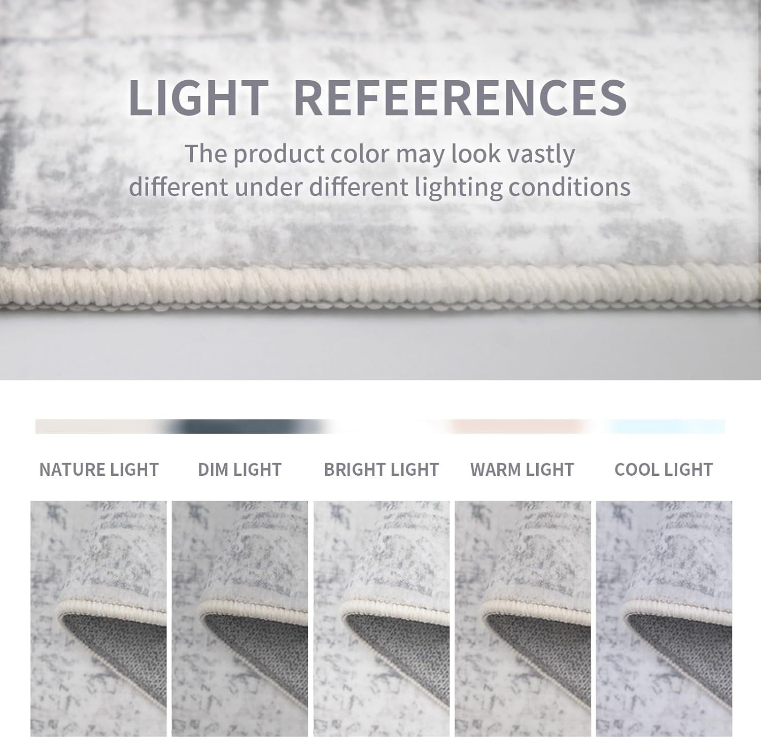 Washable 8×10 Area Rug for Living Room, Vintage Floral Rug Soft Non Slip Stain Resistant Boho Carpet for Bedroom Dinning Room Kitchen Home Office Grey - Image 6