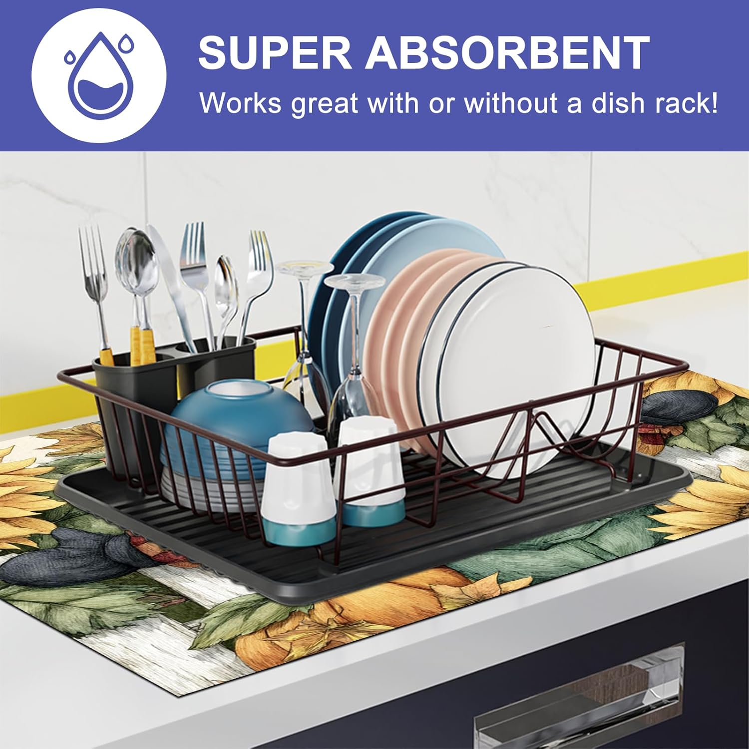 Stove Top Covers for Electric Stove 28x20 Inches Fall Scarecrow Sunflower Pumpkin Design Heat Resistant Cooktop Protector Countertop Cover Dish Drying Mat for Kitchen Autumn Harvest Decor - Image 6