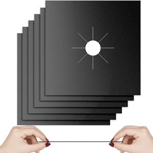 Gas Stove Burner Liners, 10 Pack 0.3mm Non-Stick Reusable Gas Range Protectors Stove Top Covers for Gas Burners Heat-resistant,Double Thickness, Dishwasher Safe 10.6”x10.6”
