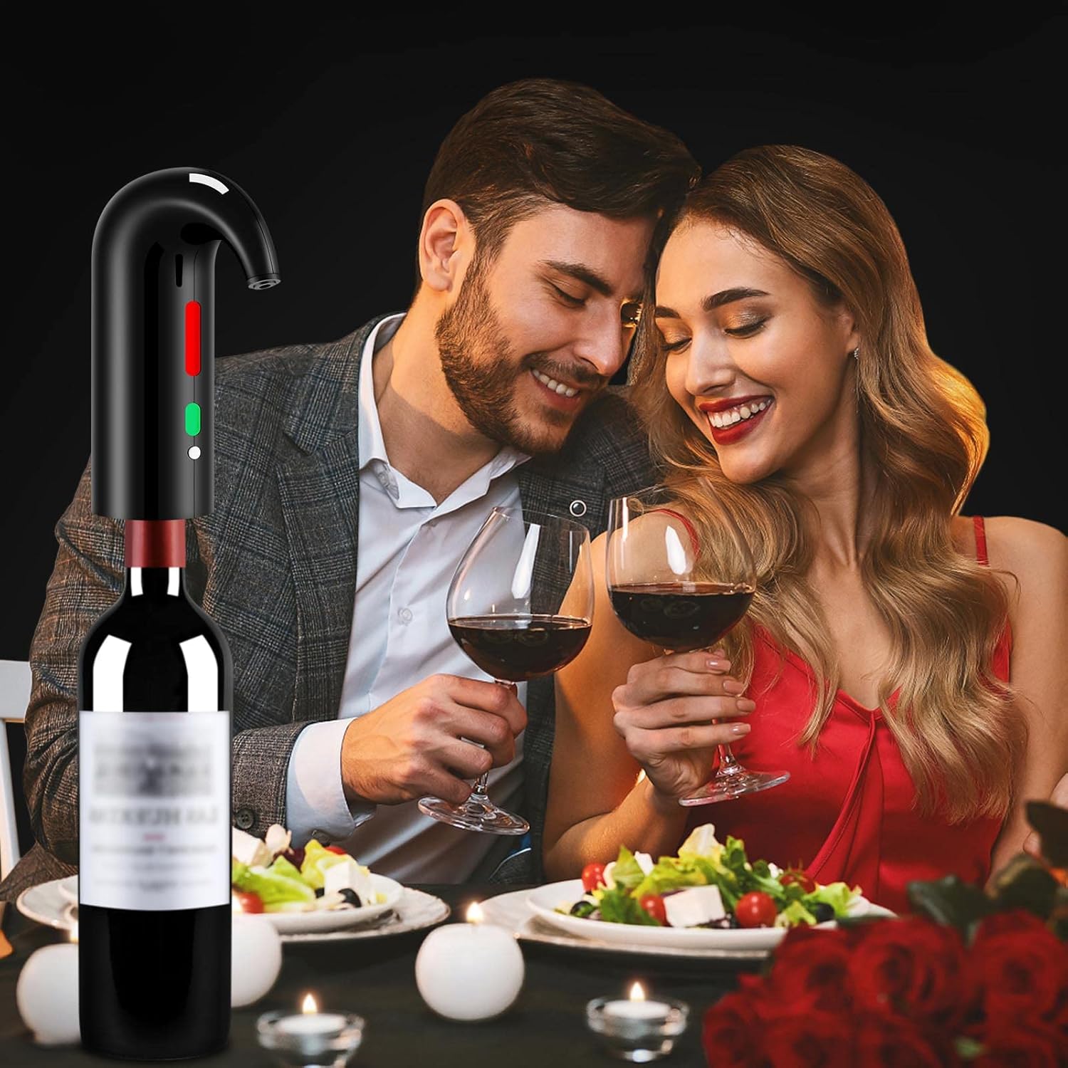 Wine Opener Christmas Day Gift Set with Electric Wine Bottle Opener, Wine Decanter&Wine Aerator and Pourer, wine stopper, Foil Cutter and EVA Storage Bag, Rechargeable and Automatic(Black) - Image 6