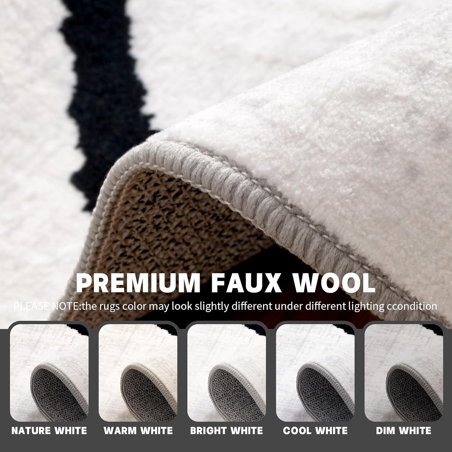 YIHOUSE Abstract 6'x9' Black and White Rug- Washable Area Rug for Living Room Bedroom, Large Modern Non-Slip Ultra-Thin Rug Home Decor,Warping,6x9ft - Image 5