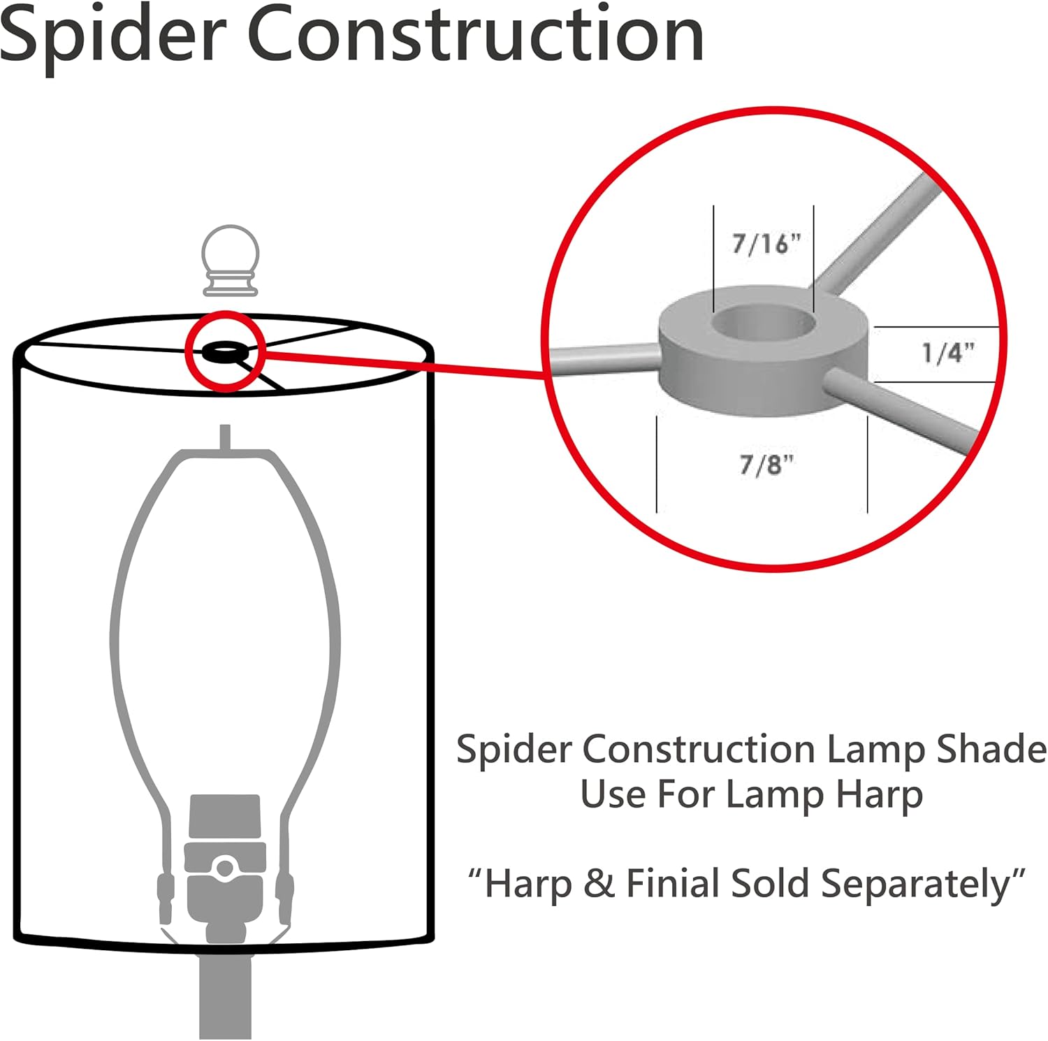 Aspen Creative 31010A Transitional Hardback Empire Shape Spider Construction Lamp Shade in Black, 8" wide (8" x 8" x 11") - Image 5