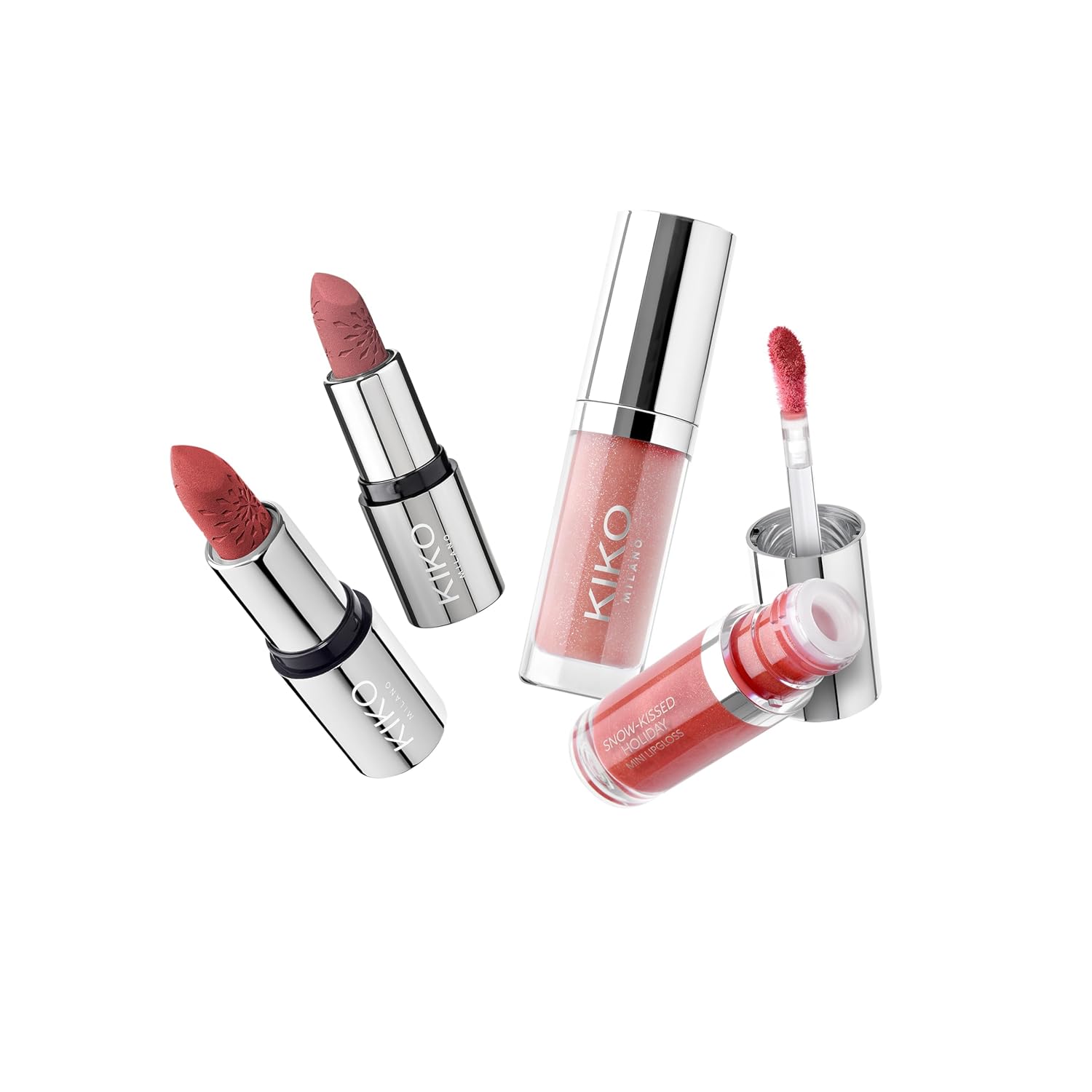 KIKO Milano|Snow-Kissed Holiday Never Without You Mini Lips Gift Set|Lip gift set: 2 matt-finish mini lipsticks and 2 mini lip glosses - Image 3