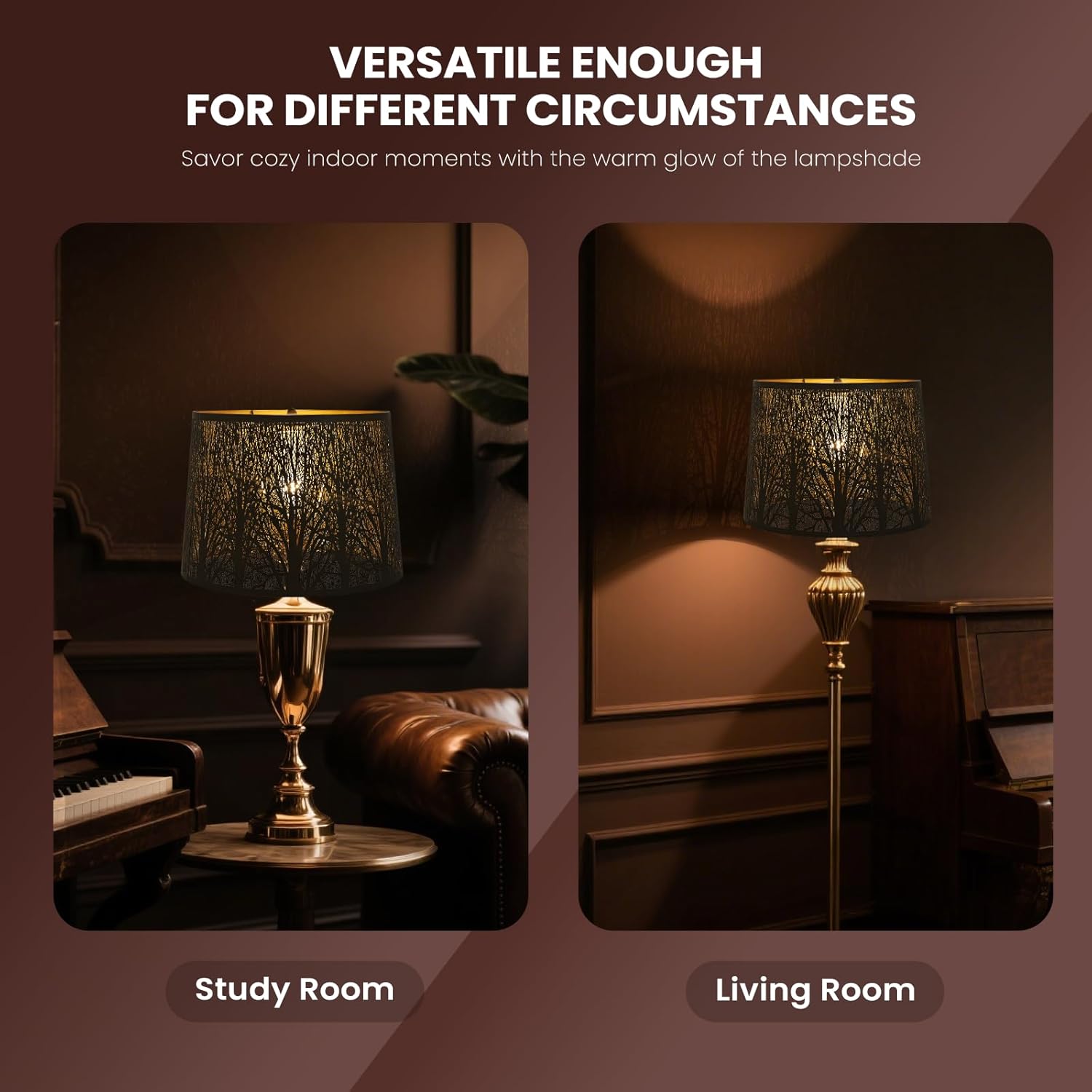 Alucset Drum Big Lampshades for Table Lamp and Floor Light, Metal Etching Process Large Lamp with Pattern of Trees,12x14x10 inch, Spider - Image 5