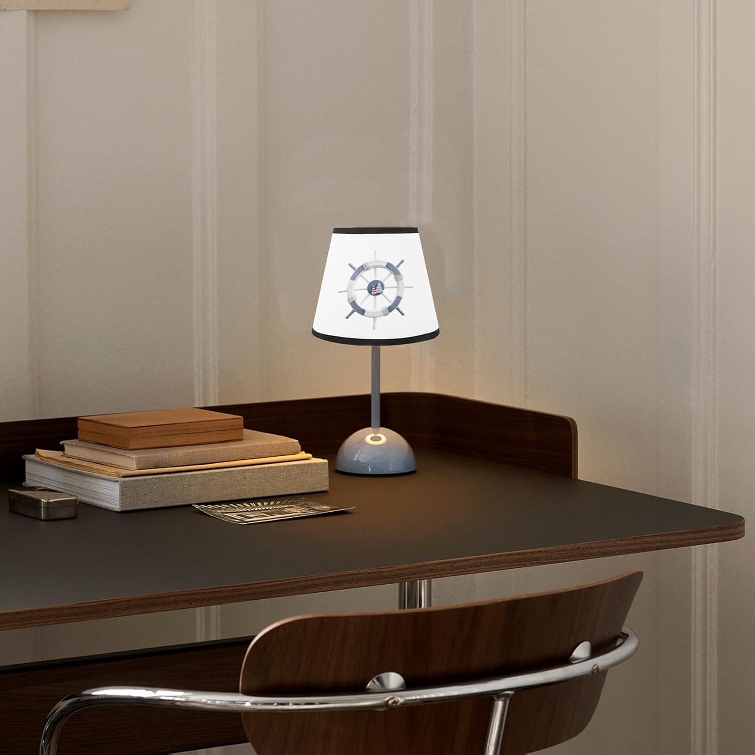 Angoily Fabric Lamp Shade, Barrel Light Cover, Nautical Wheel Pattern Lamp Shade, Chandelier, Cloth Lampshade, Light Bulb Guard Cage for Chandelier Bedside Table Floor Lamp - Image 6