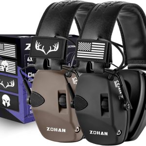 ZOHAN Electronic Shooting Earmuffs, Hearing Protection Shooters, NRR 23dB Noise Reduction Gun Range Ear Protection Headphones