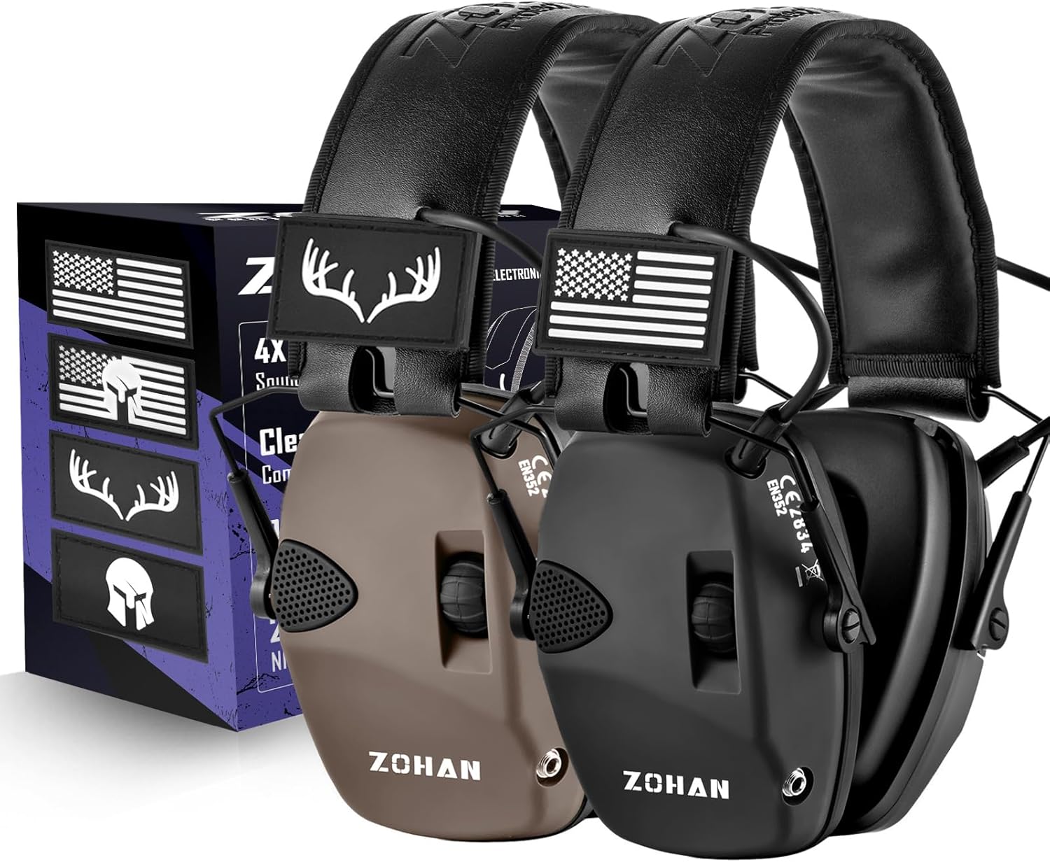 ZOHAN Electronic Shooting Earmuffs, Hearing Protection Shooters, NRR 23dB Noise Reduction Gun Range Ear Protection Headphones