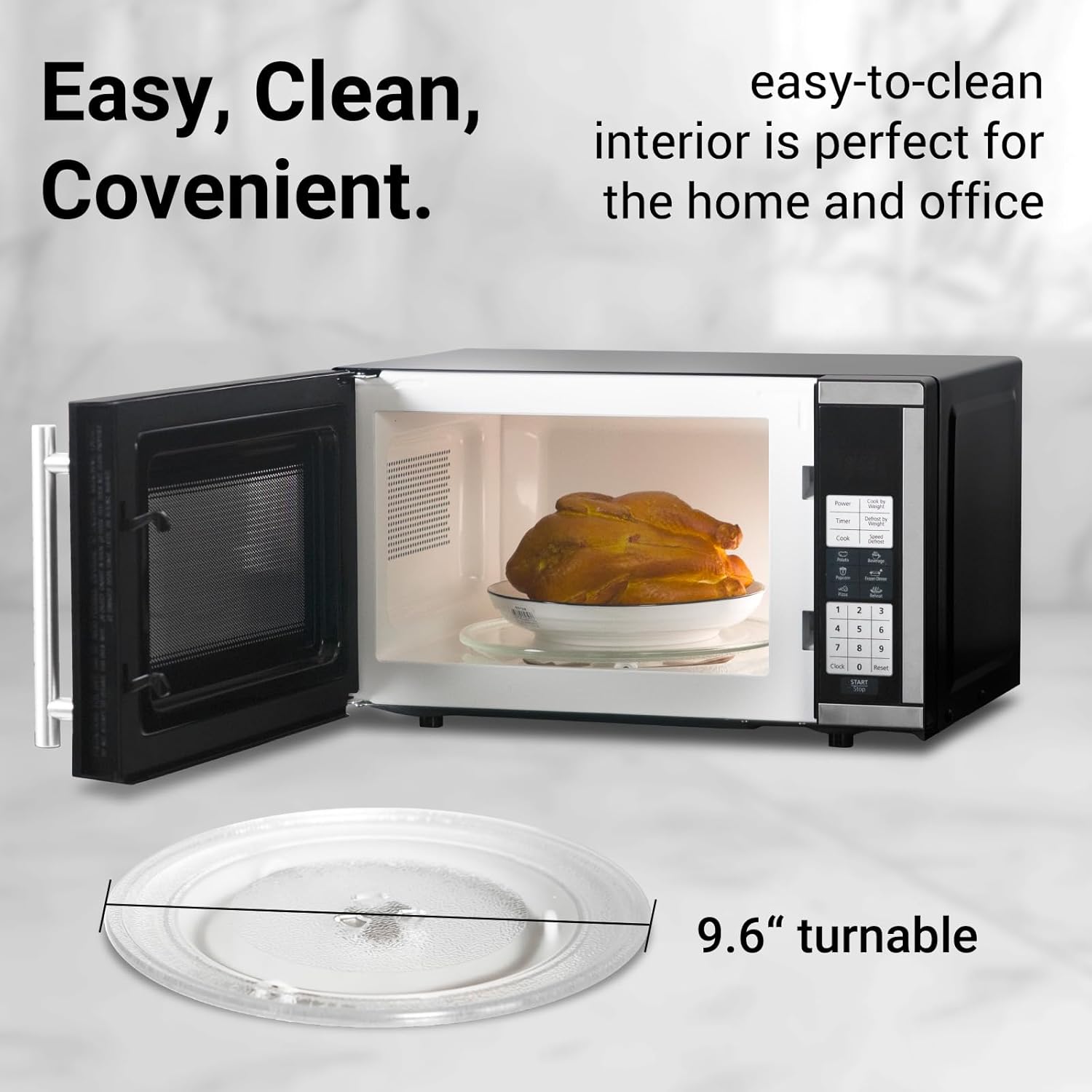 0.7 cu.ft Countertop Microwave Ovens 700 Watts, Small Microwave Oven With LED Lighting,Turntable and Child Lock,Compact Microwave Perfect for Apartments and Dorms,Easy Clean Interior,Black - Image 5