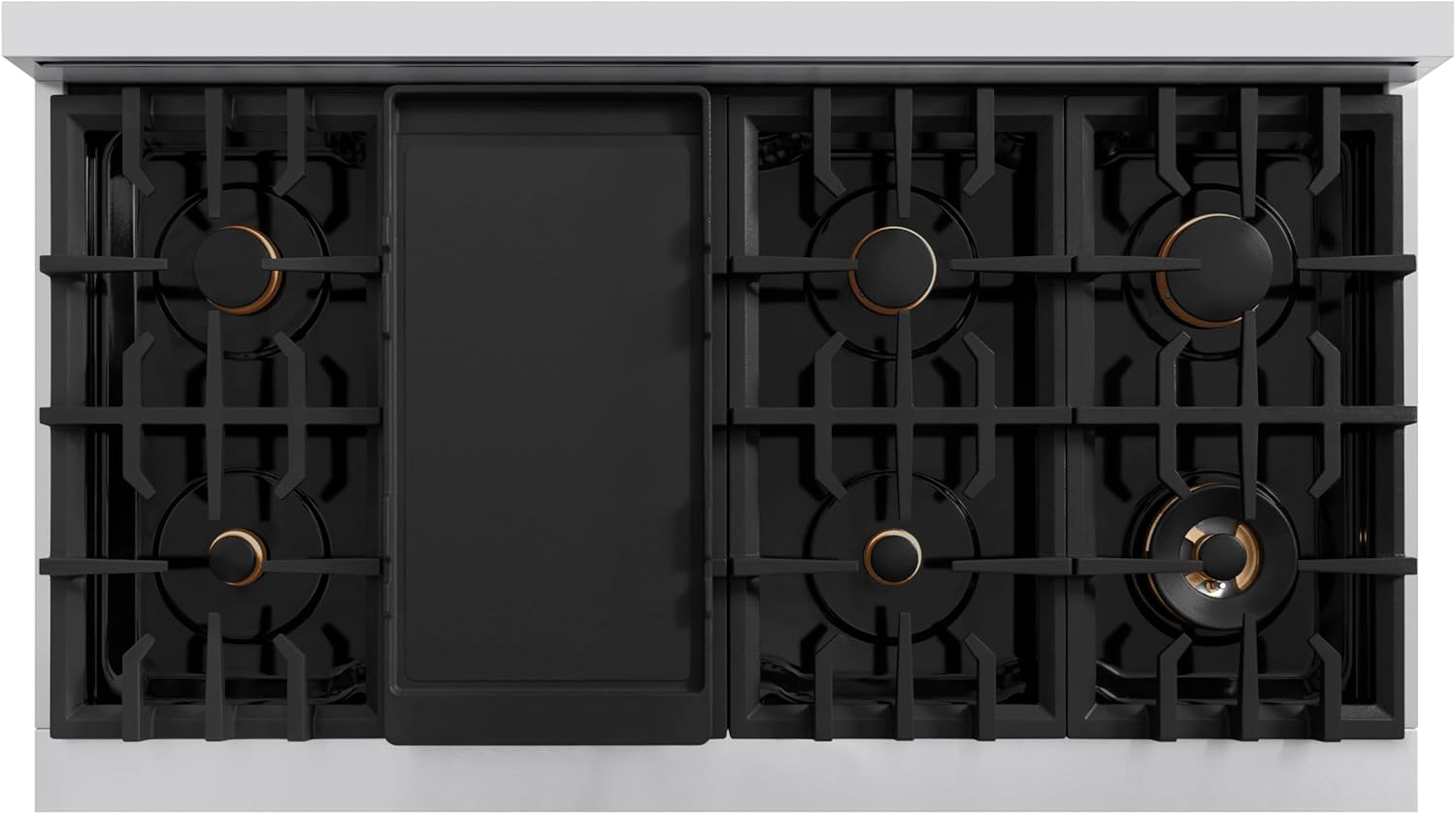 ZLINE Autograph Edition 48 in. 6.7 cu. ft. Classic Double Oven Dual Fuel Range with 8 Burner Gas Cooktop in Stainless Steel with White Matte Door and Polished Gold Accents (CDRZ-WM-48-G) - Image 4