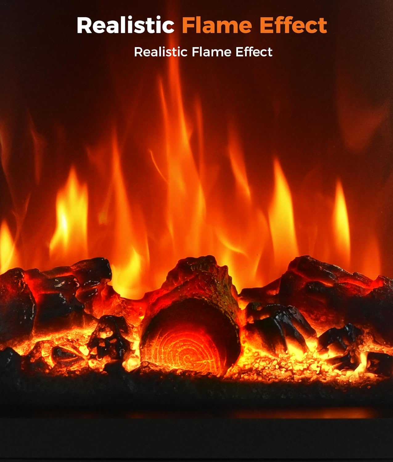 Electric Fireplace Stove Heater - Freestanding Fireplace Heater for Indoor Use with Realistic 3D Flame, Adjustable Thermostat & Remote, Quiet, Timer for Living Room and Bedroom - Image 8