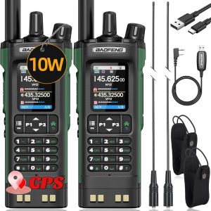 BAOFENG Radio UV32 Ham Radio Handheld 10W Rechargeable Walkie Talkies Long Range UV-32 Two Way Radio NOAA Weather Radio with GPS,Copy Frequency APP Programming 2500mAh Battery USB-C Charging (2P ack)