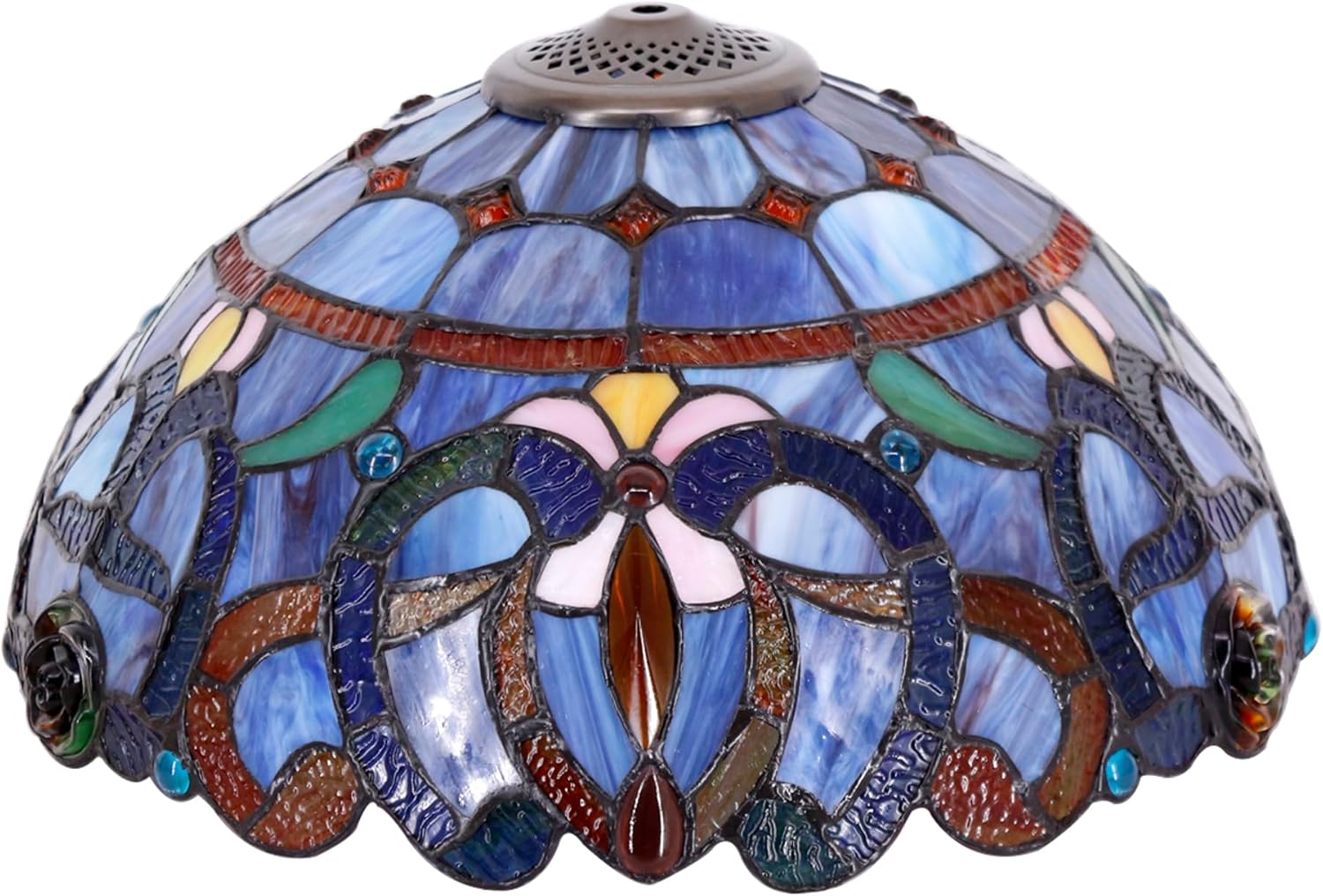 Large Tiffany Lamp Shade Replacement Only 16Inch Stained Glass Lampshade Fit For Table Lamps FLoor Lamp Ceiling Fixture Pendant Hanging Light Home Office Decoration (Blue purple)