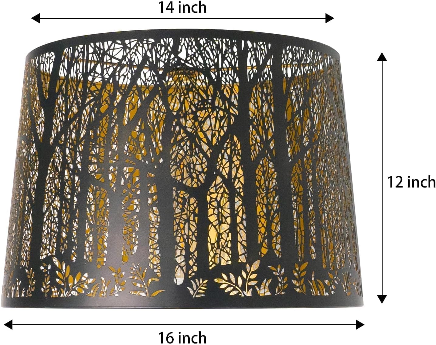 Oversized Large Lampshade Drum Metal Lamp Shade With Etched Metal Openwork Dense Jungle Pattern 14" Top X 16" Bottom X 11" High For Floor Lamps Replacement, Spider - Image 3