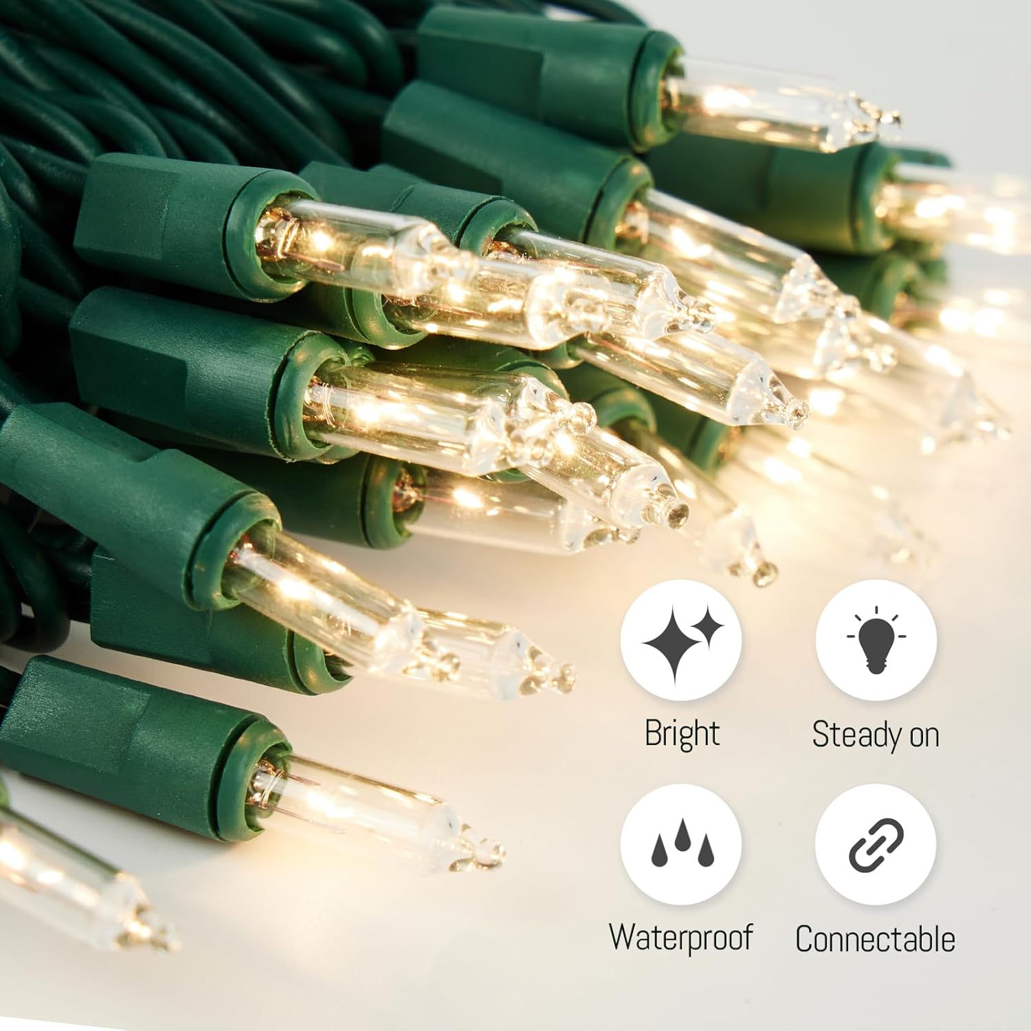 Clear Christmas Lights 100 Count, 21ft Warm White Christmas Tree String Lights Green Wire,Warm White Xmas Mini Incandescent String Lights for Bedroom Outside Decoration - Image 7