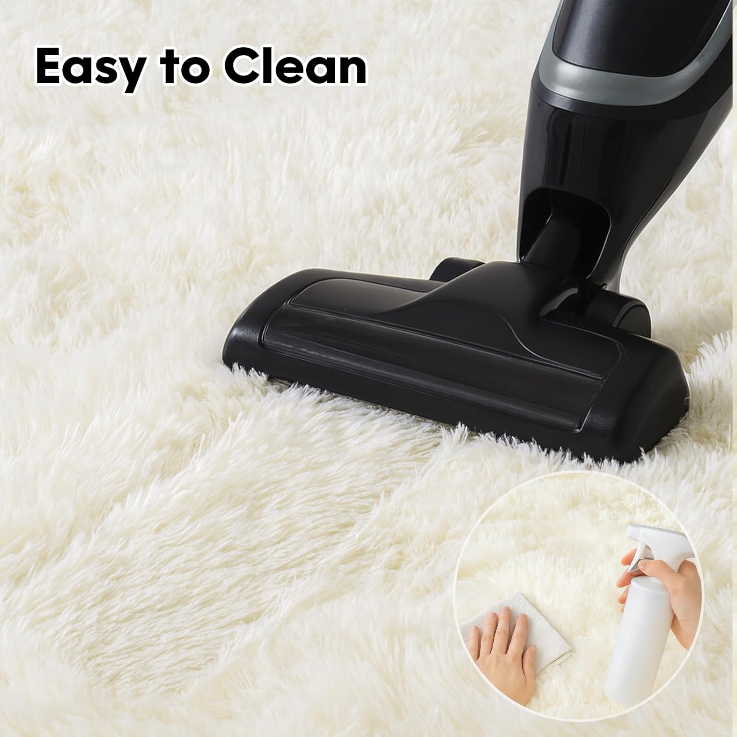 8x10 Area Rugs Living Room, Cream White Large Plush Fluffy Bedroom Carpet, Non-Slip Upgraded Indoor Thick Soft Rug, Modern Plush Carpet Suitable for Kids Home Decor Aesthetics Dorm. - Image 8