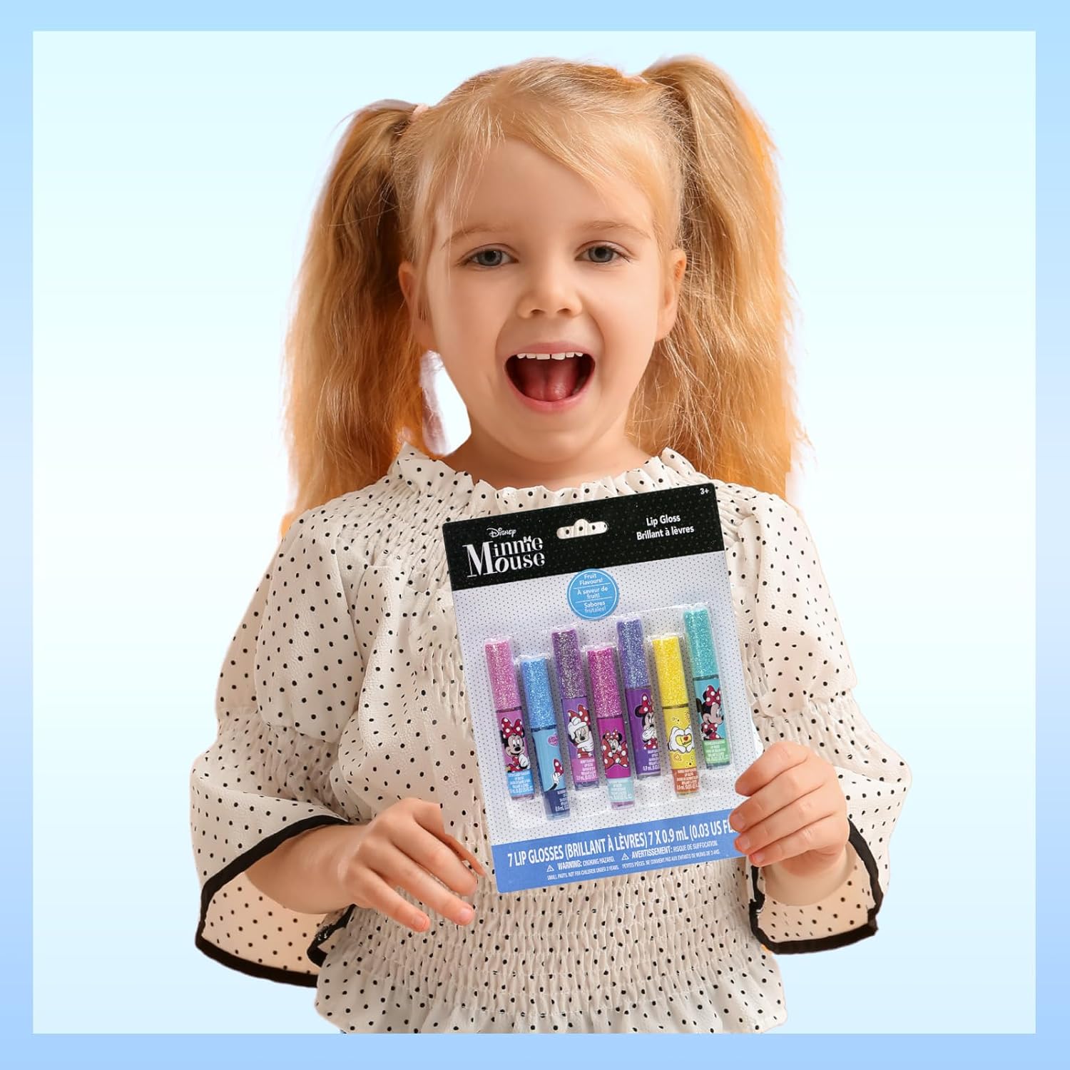 Disney Minnie Mouse 7 Piece Plant Based Lip Gloss, Girls Party Favors, First Makeup Set for Girl, Perfect for Parties, Sleepovers, and Birthday Gifts, Ages 3+, by Townley Girl - Image 7