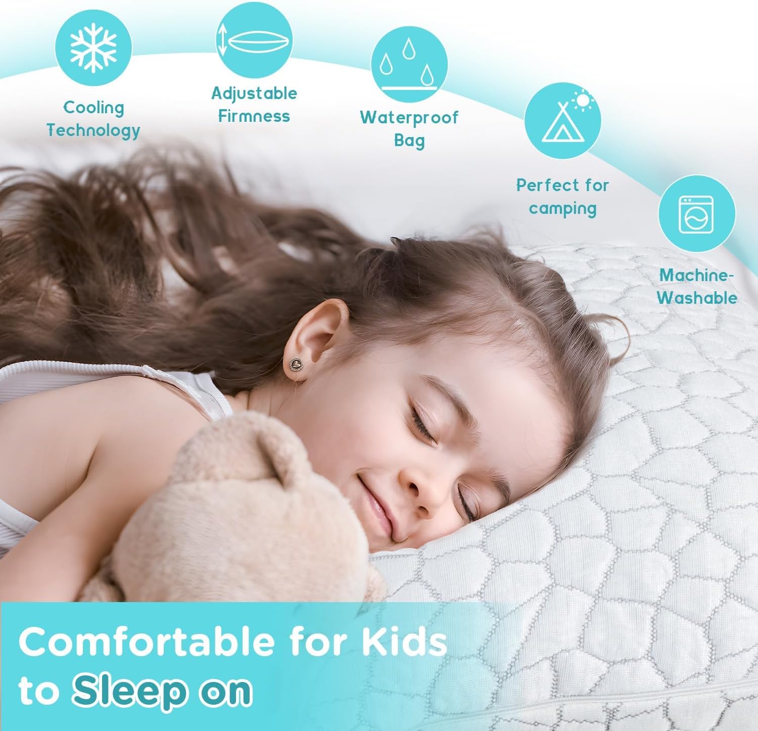 SUPA MODERN Cooling Bed Pillows for Sleeping 1 Pack Shredded Memory Foam Pillows Adjustable Cool Pillow for Side Back Stomach Sleepers Luxury Gel Pillows Toddler Pillow with Washable Removable Cover - Image 7