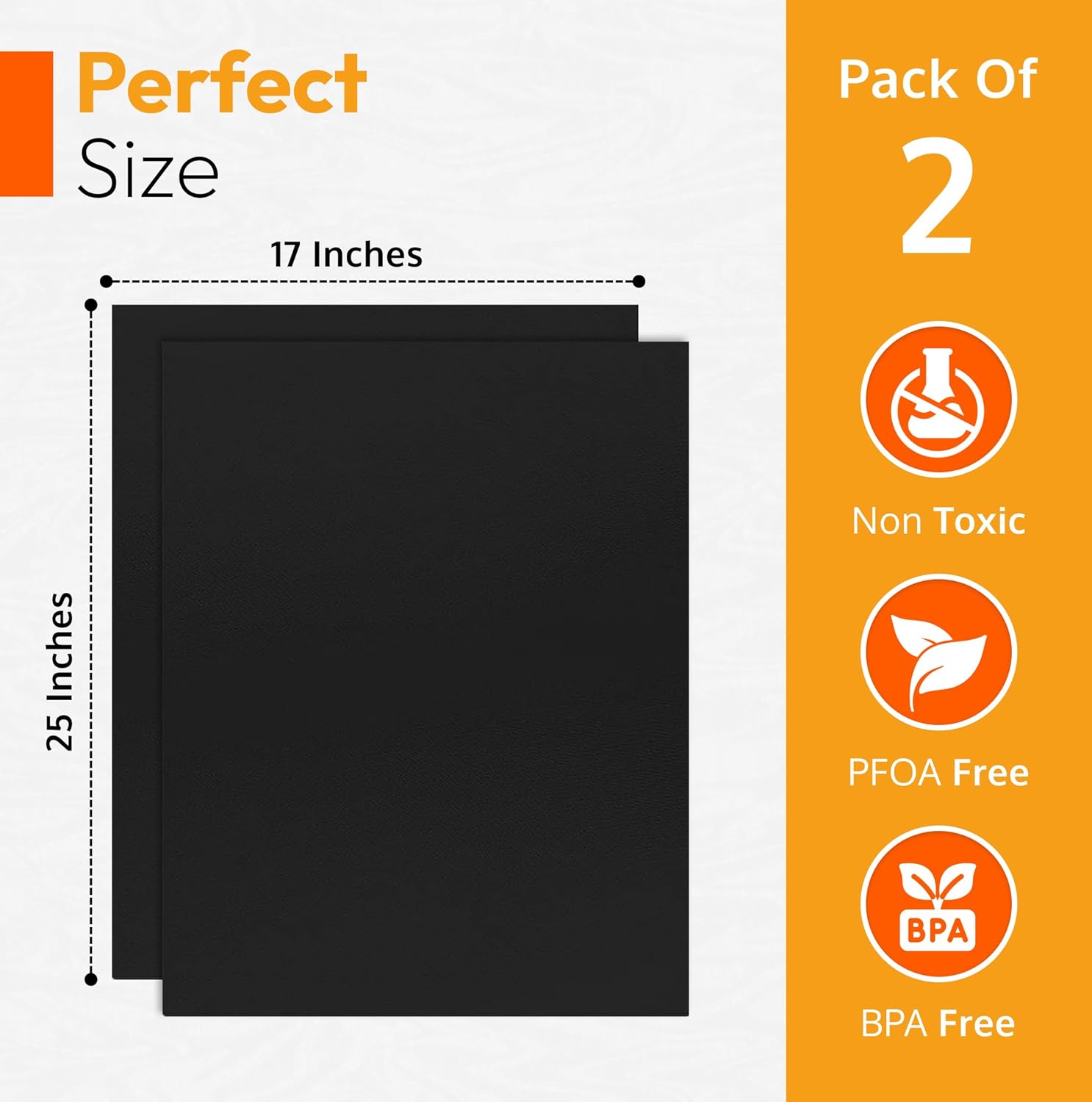 2 Pack Large Thick Heavy Duty Non Stick Teflon Oven Liners Mat, 17"x 25" BPA and PFOA Free, for Bottom of Electric Oven Gas Stove and Microwave Charcoal or Gas Grills - Image 3