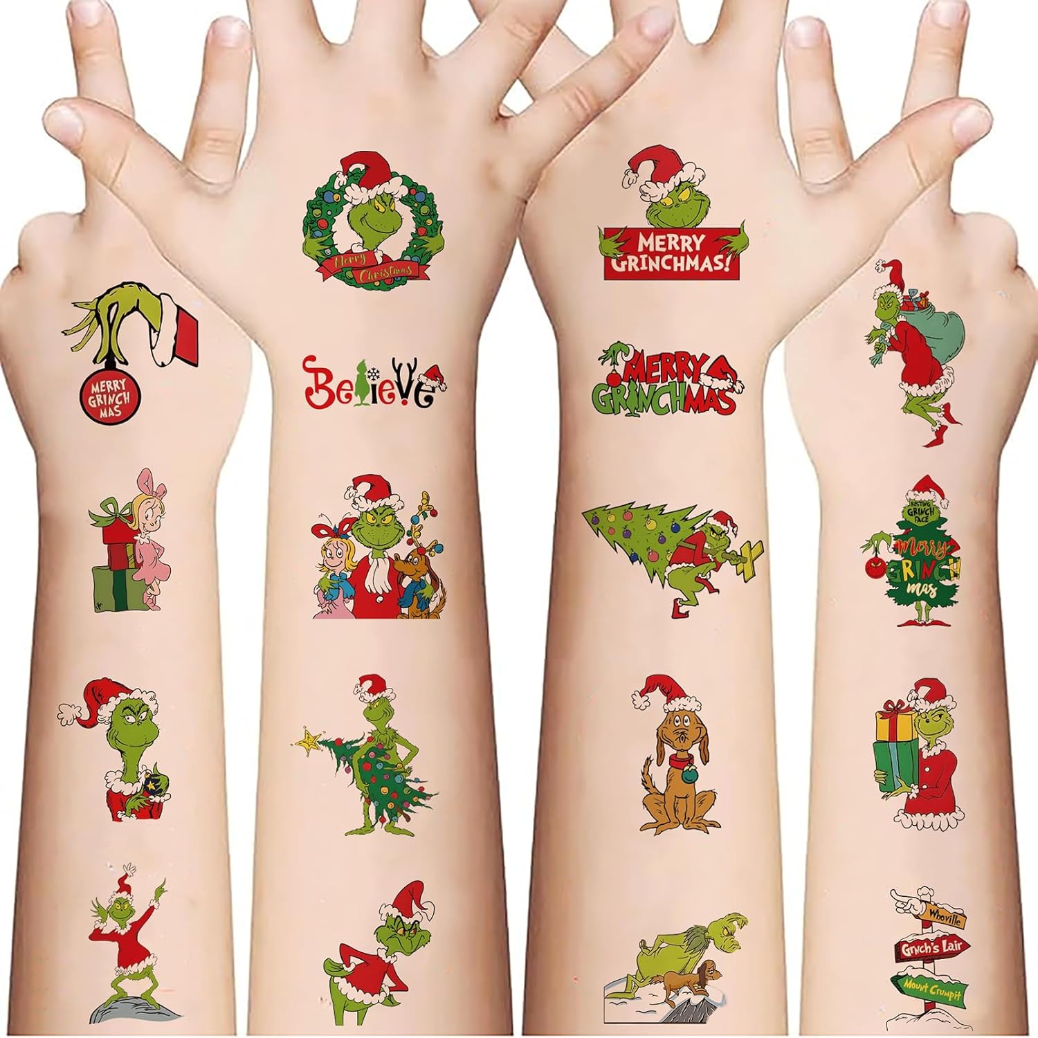Christmas Temporary Tattoos for Kids - 60 Sheets Christmas Tattoo Stickers for Crafts - Xmas Stocking Stuffers Party Favors for Christmas Decorations Party Supplies