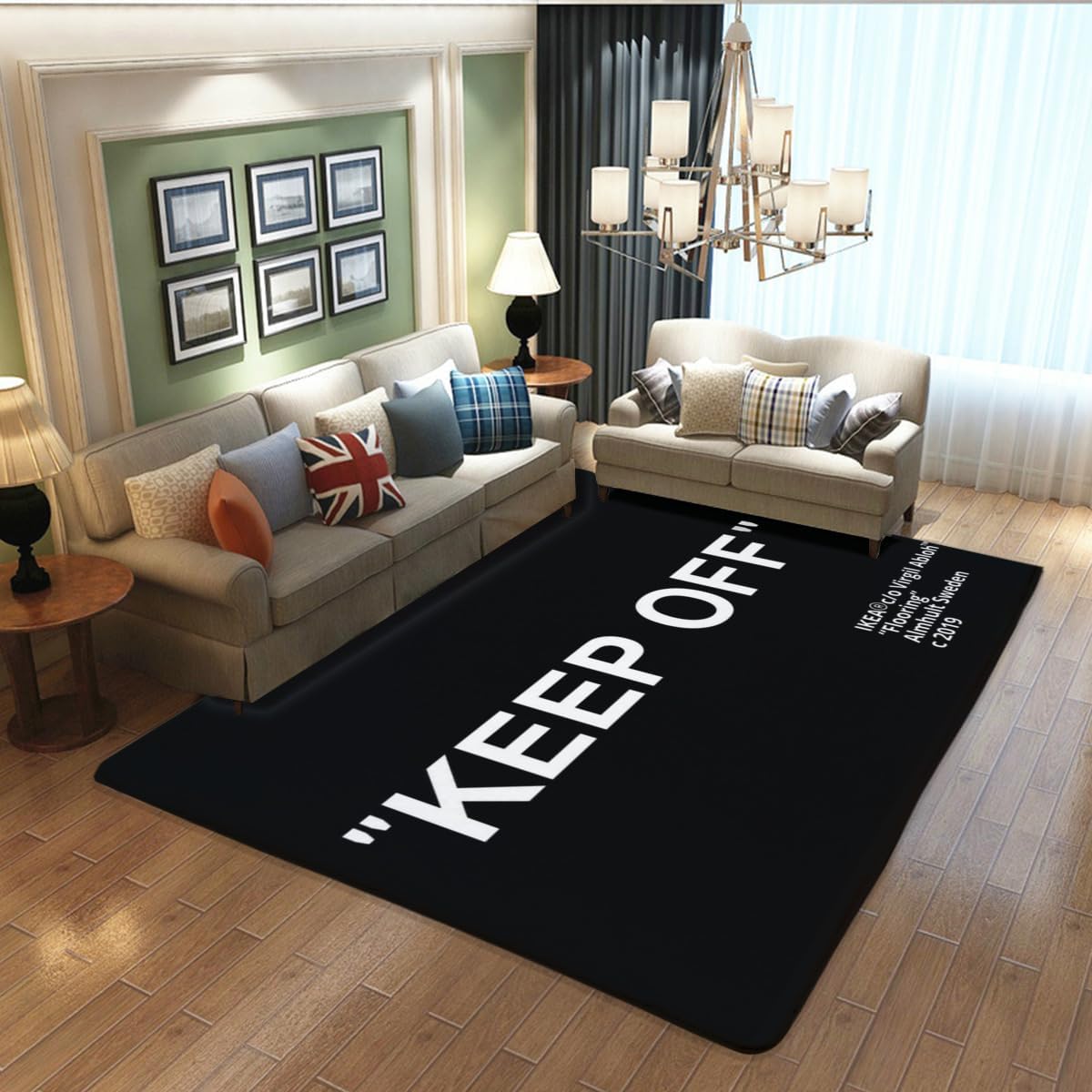 Keep Off Black Area Rug 3D Printed Pop Carpet Modern Non-Slip Floor Mat for Living Room Bedroom Wood Floor Playroom Home Decor Rugs 5' x 7' - Image 2