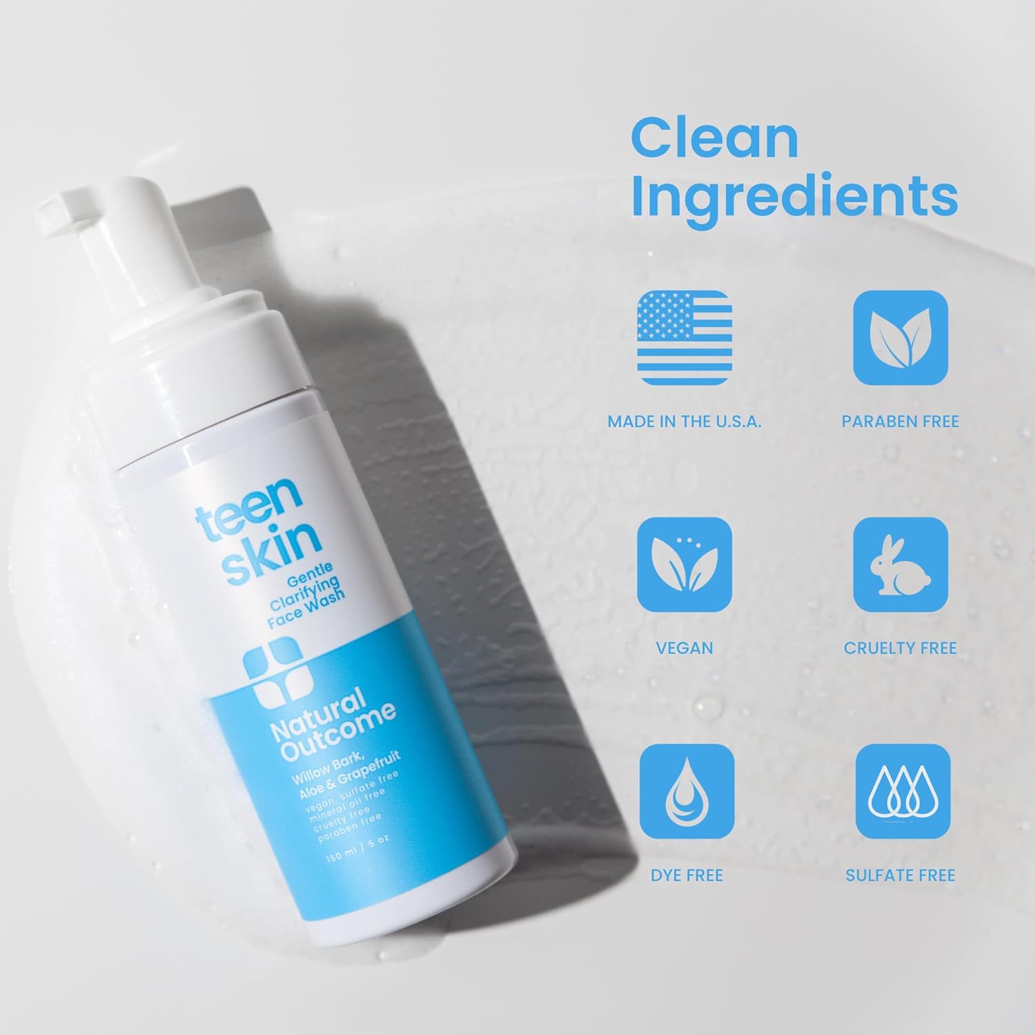 natural outcome Teen Skin Face Wash | Gentle Foaming Daily Boys & Girls Facial Cleanser Lotion | Natural Non-toxic Ingredients | For Teens, Preteens & Kids Looking to Prevent Acne | 5 oz - Image 3