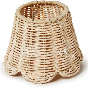 Two's Company Scallop Rattan Lamp Shade Cover with Scallop Edge, 5.5-Inch