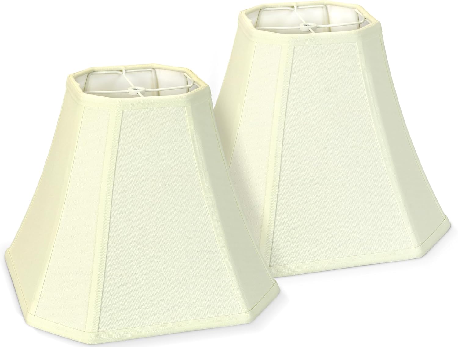 Beige Square Cut Corner Lamp Shades Set of 2, 6.5x13x10.6 inch Medium Fabric Lampshade For Floor Lamps & Table Lamps, Spider Fitter Design, Bell Lampshades replacement for Bedroom & Living Room Decor