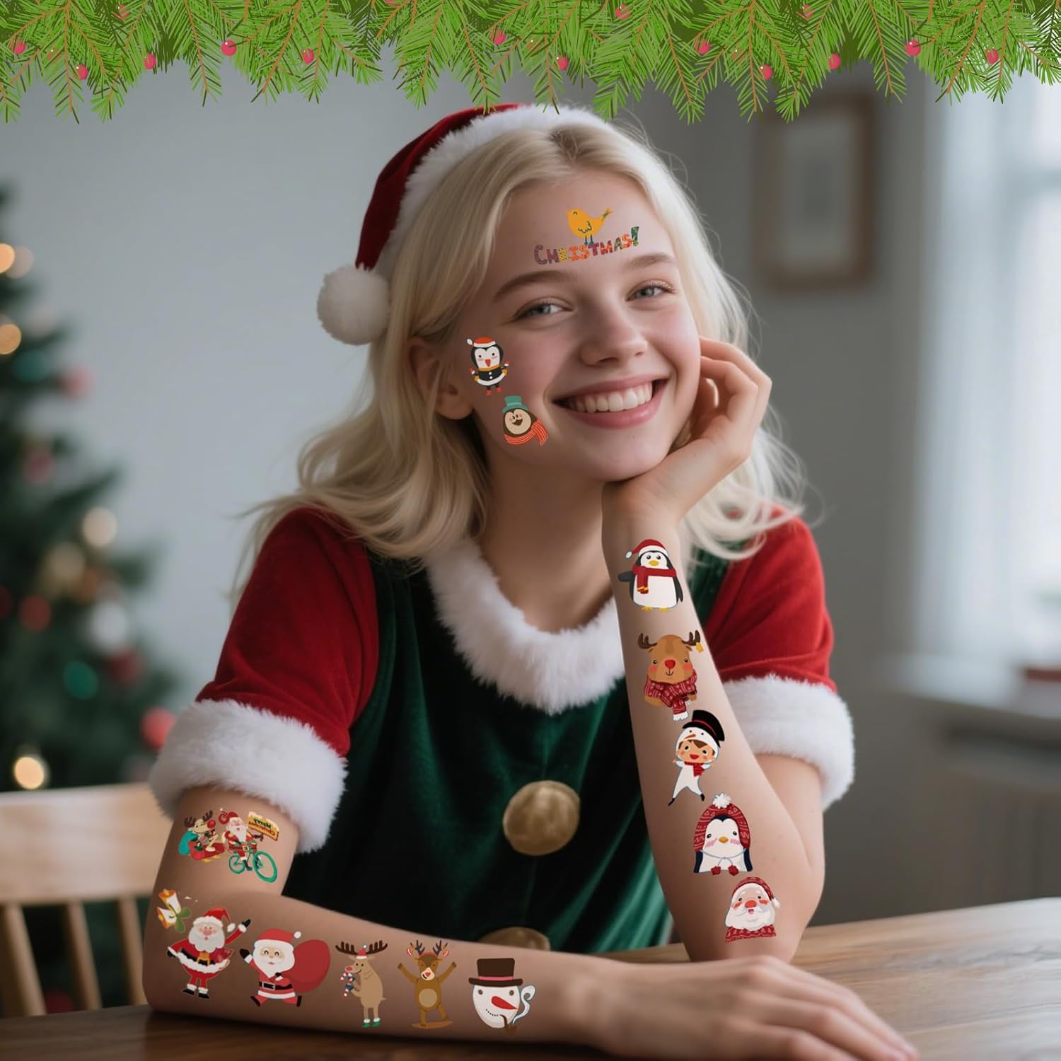Christmas Temporary Tattoos for Kids - 20 Sheets Unique Non Repetitive Designs Christmas Stocking Stuffers for Boys and Girls,Xmas Decorations Supplies Christmas Party Favor for Kids 120+ - Image 6