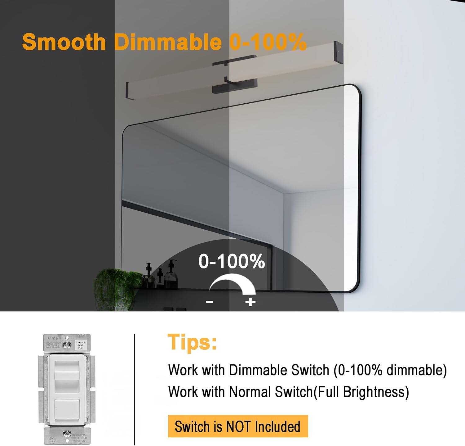 31.5Inch 3200LM Bathroom Light Fixtures 5CCT Optional, Black Modern LED Vanity Light Clear Shade, Dimmable Bathroom Lighting Fixtures Over Mirror - ETL Listed - Image 4